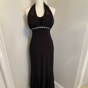 Black Halter Dress Rhinestone embellishment